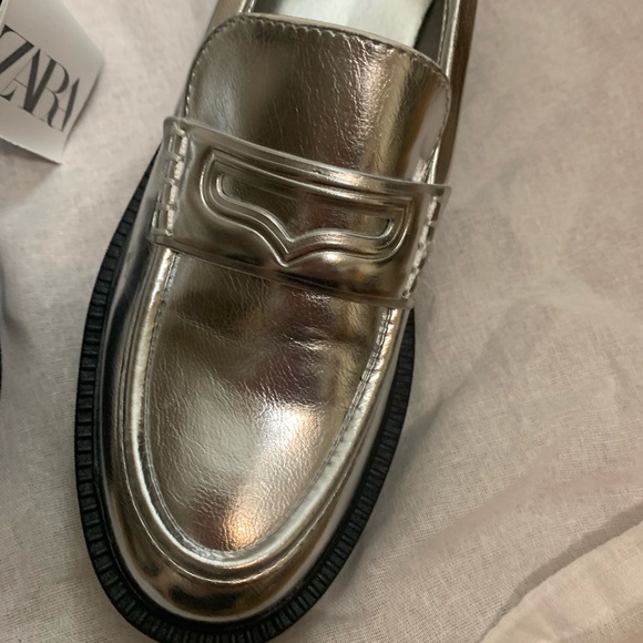 NWT Zara metallic loafers/ 6,5 - Picture 8 of 10